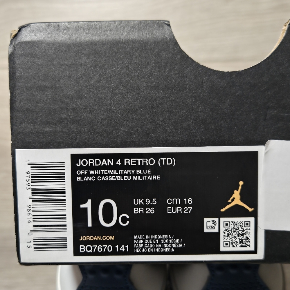 Jordan Toddlers Air Jordan 4 Retro Shoes Military Blue White Size 10C New - Picture 6 of 6